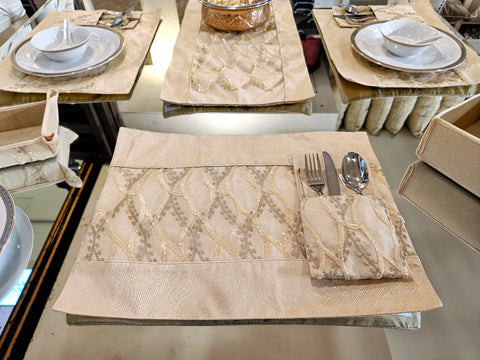 Table Runner Set Complete For 6,8,10 Person Dining Peachy Tan
